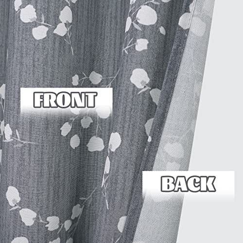 Homerry Valance Curtain, Grey Botanical Flower Print Window Valance For Dining Room Decoration Rod Pocket Design Kitchen Valance, Grey, 52 X 15 Inches #TOP3