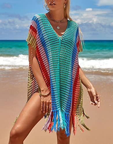 Alsol Lamesa Colorful Crochet Cove Ups For Swimwear, Tassel Women's Bikini Cover Up,Beach Bathing Suit Cover Ups #TOP3