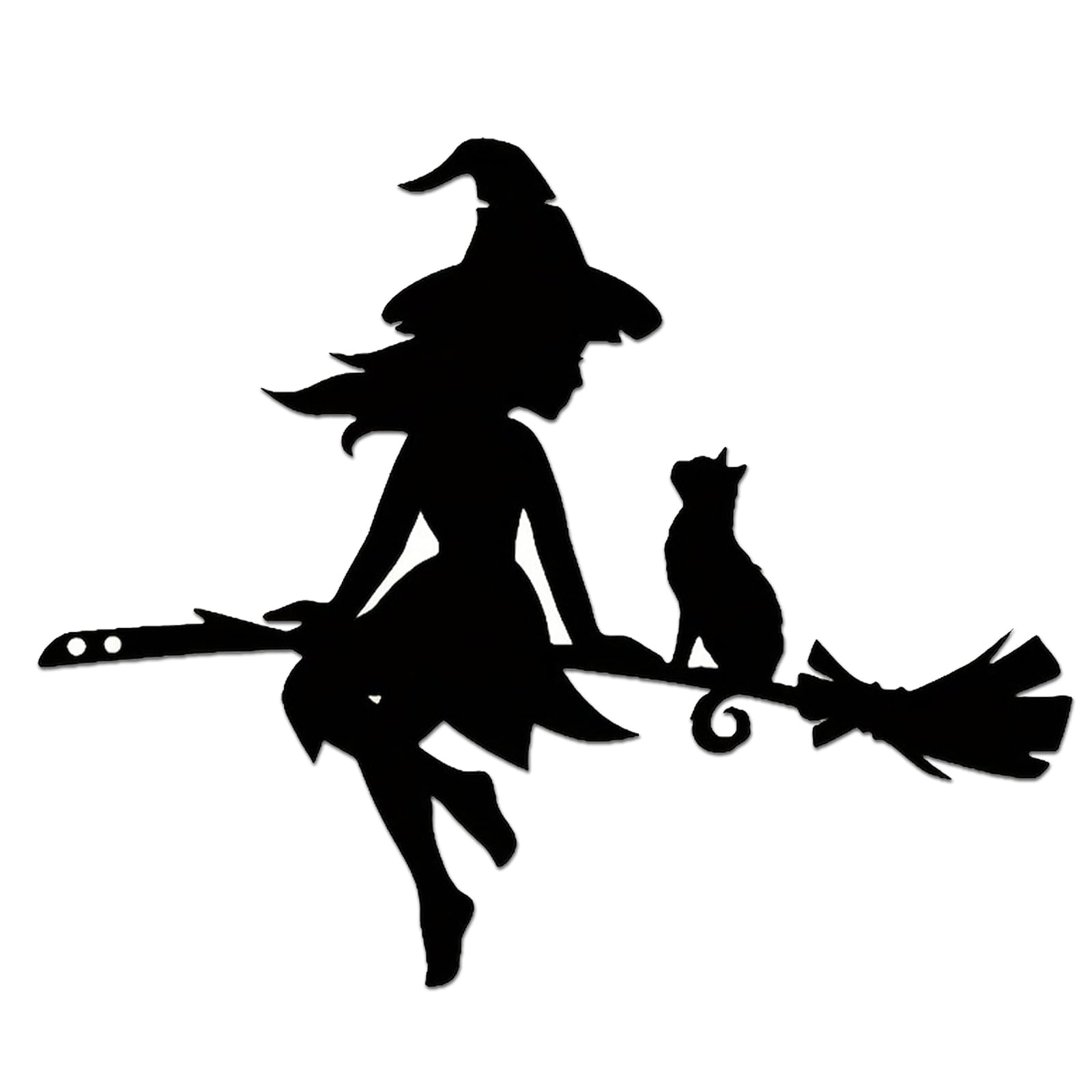 Iron Witch and Cat Metal Garden Ornaments, Black Outdoor Garden Stakes, Creative Outdoor Decorations for Patio Lawn Backyard
