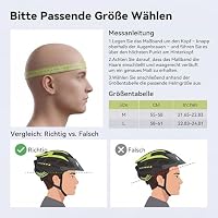 RLQA Fahrradhelm Herren Damen, MTB/Rennrad Helm mit Abnehmbarer Magnetischer Visier & Brille, Radhelm mit 24 Luftungsschlitzea, LED Rucklicht, Reithelm Verstellbare GroBe (L:58-61cm, Schwarz&Gelb) – Ansicht 7