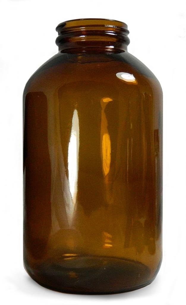 Qorpak GLA-00921 Amber Glass Wide Mouth Packer Bottle with 45-400 Neck Finish, 65mm Diameter x 119mm Height, 8-0.5oz Capacity (Case of 24)