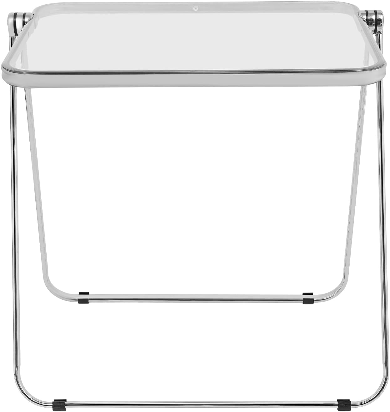 Acrylic Folding TV Tray Table, 25''x20'' Clear Acrylic Foldable Table, Space-Saving Clear End Side Desk for Living Room, Bedroom and Small Room Home Office, No Assembly Required (White)