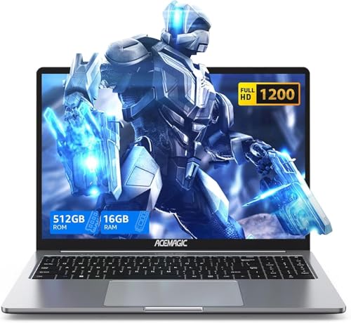 ACEMAGIC Ordenador Portátil 16 Pulgadas,lN N95(hasta 3.4Ghz) Portátil,16GB DDR4 512GB SSD(Expansión 2TB),1920 * 1200,HDMI,Tipo C,diseño de Metal Ligero