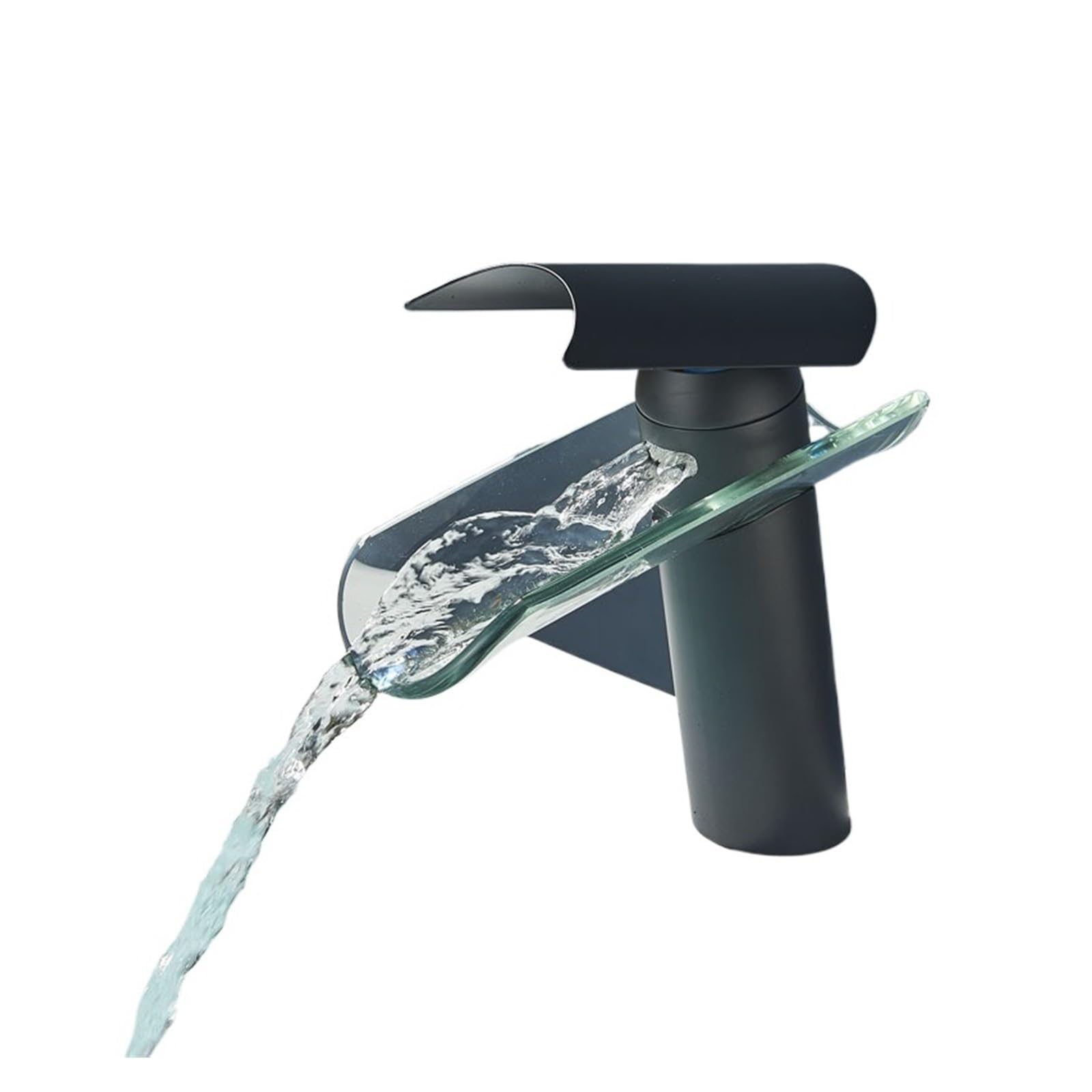 Mitigeur cascade de lavabo noir court pour salle de bains moderne
