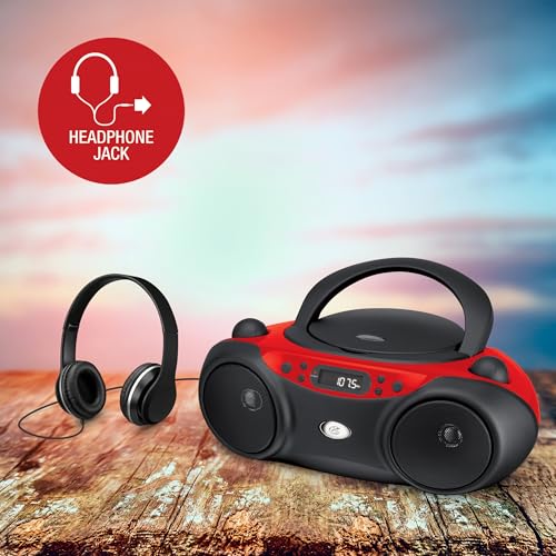 image for GPX BC232R Portable Top-Loading CD Boombox with AM/FM Radio and 3.5mm 