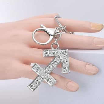 Constellation Keychain,2 Packs Gold and Silver Zodiac Creative Crystal Keychain,Novelty keychain Accessories