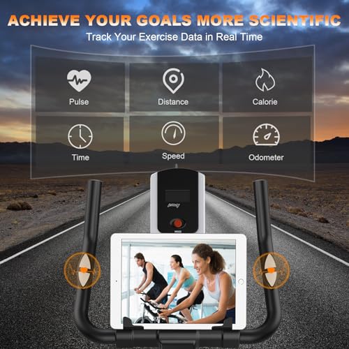 Ergometer Heimtrainer Fahrrad - Magnetischer Widerstand Fitnessbike, Stille Stationäre Spinning Bike Indoor, LCD-Monitor, Pulsmesser iPad-Halterung, Hometrainer 150 kg Belastbar – Bild 6