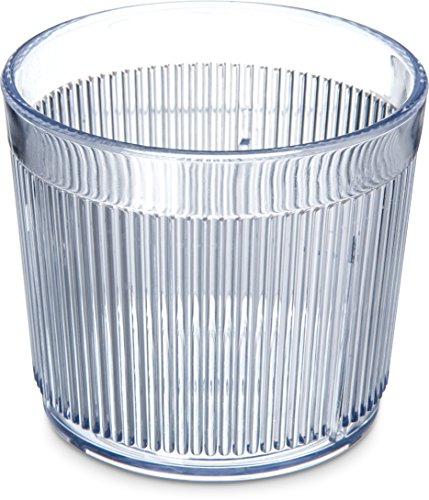 Carlisle FoodService Products Crystalon Stack-All Stackable Tumbler Plastic Tumbler with Ribbed Texture for Restaurants, Catering, Kitchens, Plastic, 9.6 Ounces, Clear