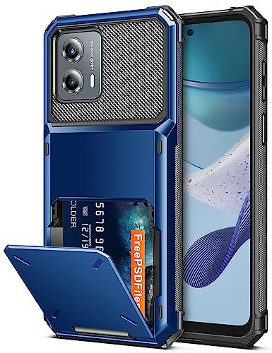 COOYA for Moto G 2023 Case Wallet 5 Credit Card Holder Slot Flip Cover Moto G 2023 Wallet Case Back Pocket Dual Layer Protective Hard Shell TPU Rubber Bumper for Moto G 2023 Blue