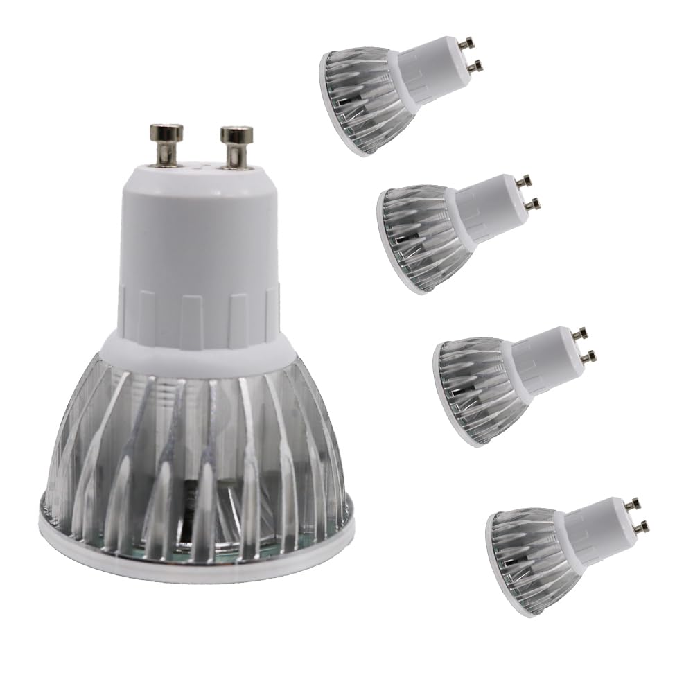 GU10 3W LED Light Bulb Cool White 6000K AC 220V-240V 280LM Spotlight Bulbs Energy Saving High Power Lamps Beam Angle 120° Non-Dimmable Spotlight Reflector Halogen Replacement Ceiling Lights (5 pieces)