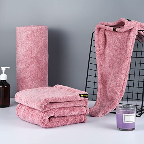 Jspupifip 4 Pcs Pink Hands Towel For Girls Bathroom,29X59 Inch Bath Hand Towels Washcloths Hair Towel Wrap Turbans,600 Gsm,Fleece Microfiber Spa Gym Yoga Bath Hand Towels For Men Women #TOP5