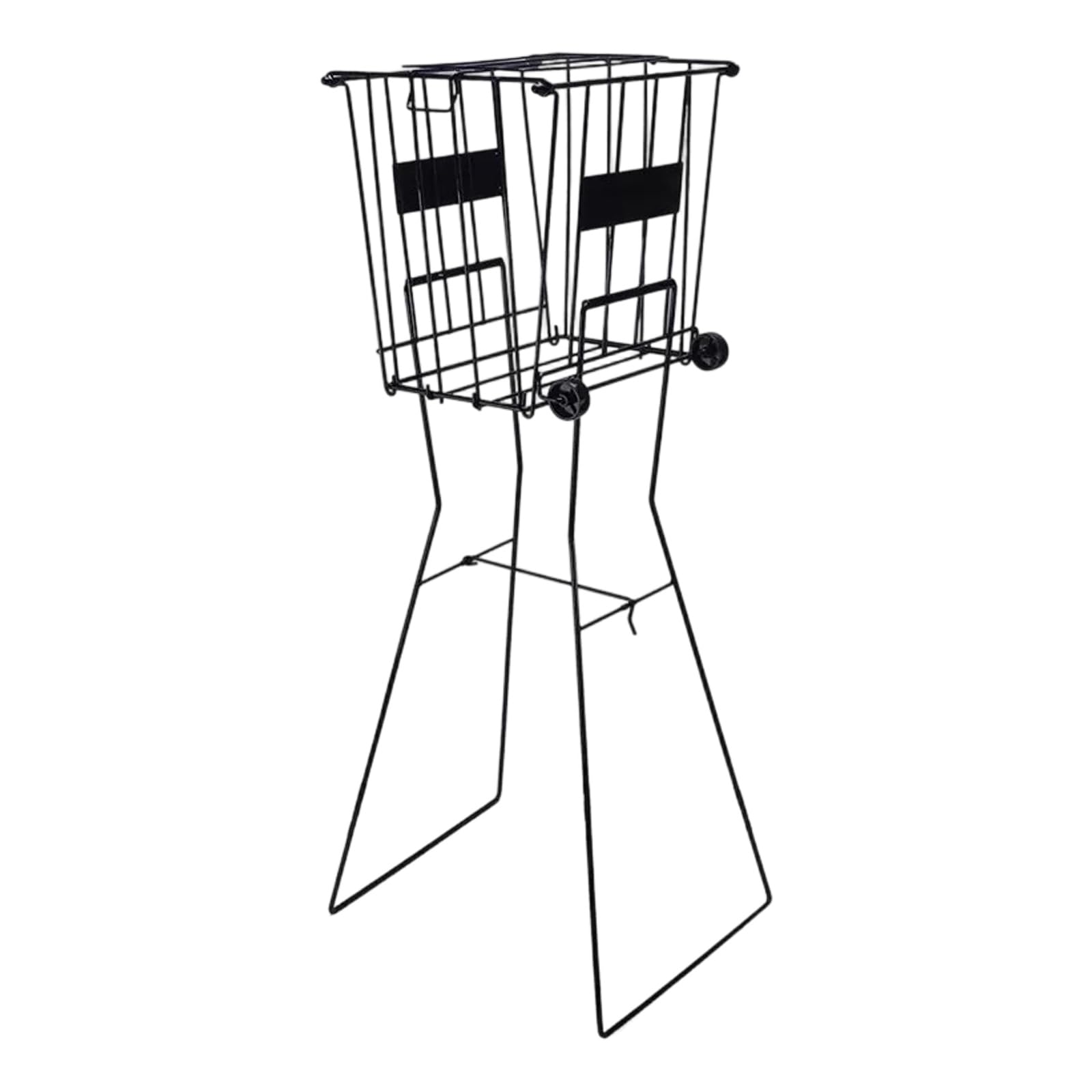 APGLSXY Pickleballs Ball Cart with Black Metal Wire Basket Folding Stand and Small for Tennis Practice Courts Drills Pickup Basket