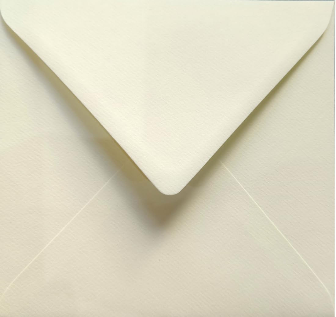 Netuno 500 Ecru Ribbed envelopes 153 x 153 mm 6 x 6 in 120gsm Aster Laid Ivory Square Striped envelopes Laid Finish Paper for Wedding Invitations Greeting Cards Christmas Cards Postcards Letters