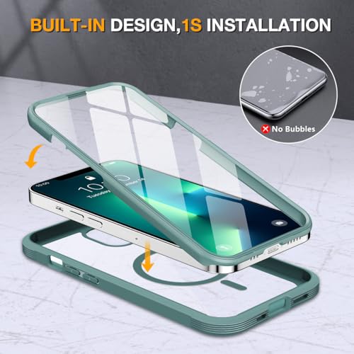 Image of Miracase for iPhone 13 Pro Case 6.1 inch,Full-Body Protection,Clear Bumper Case with Built-in 9H Tempered Glass Screen Protector,Military-Grade Drop Protection Outdoor Phone Case for iPhone 13 Pro,Teal