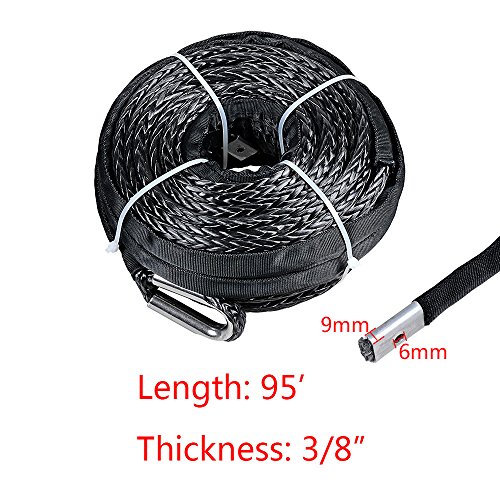 Cable sintético para winch 95ft x 3/8” con relé y control remoto 12V miniatura 3