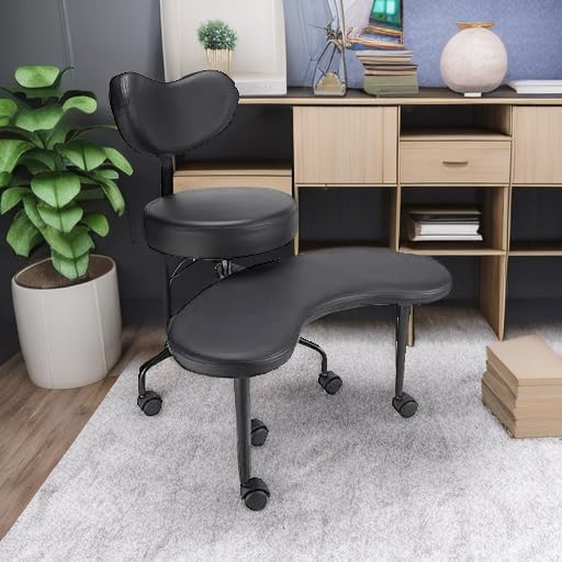 Meditation Chair, ADHD Chair, Cross Legged Office Chair with Wheels, Criss Cross Desk Chair with Lumbar Support and Adjustable Stool, Flexible Design for Fidgety Sitters, Black