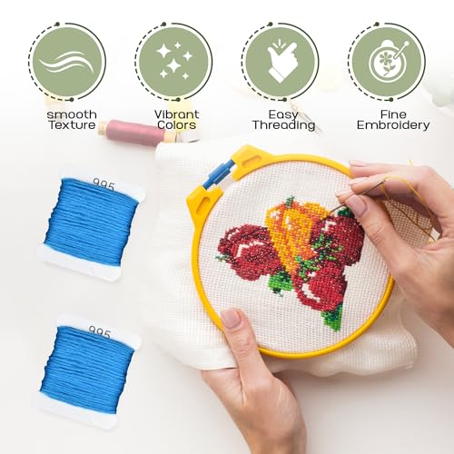 Image of Embroidery Floss Kit and Refills - Cotton Threads - DMC Color Coding for Cross Stitch, String Crafts, Friendship Bracelets