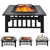 Joycelzen Brasero Exterieur pour Jardin, Foyer Carré 3 en 1 Poêle Chauffant for Heating, BBQ, Outdoor, Beach, Patio…