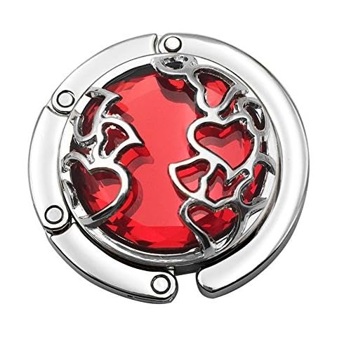 Grtdrm Heart Shape Premium Foldable Handbag Bag Purse Hanger Table Hook Holder (Red) Cover