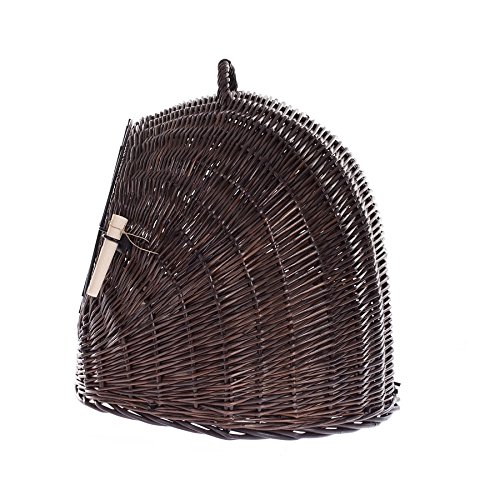 Trasportino Per Gatti In Vimini Naturale | Cuccia Igloo 2 Piani | Morbido Cuscino Incluso | Fatto In UE | Design Vintage