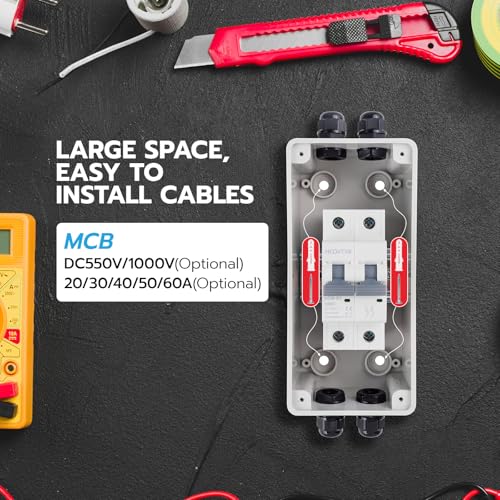 Image of 50 Amp Disconnect Box with Breaker,Solar Panel Disconnect Switch 1000 VDC,IP65 Breaker Box for Solar PV Homes