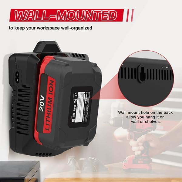 Powilling CMCB104 Replace for Craftsman V20 Battery Charger, Compatible with Craftsman 20V Max Lithium Battery CMCB202 CMCB204 CMCB201 CMCB206 CMCB209 - Image 7