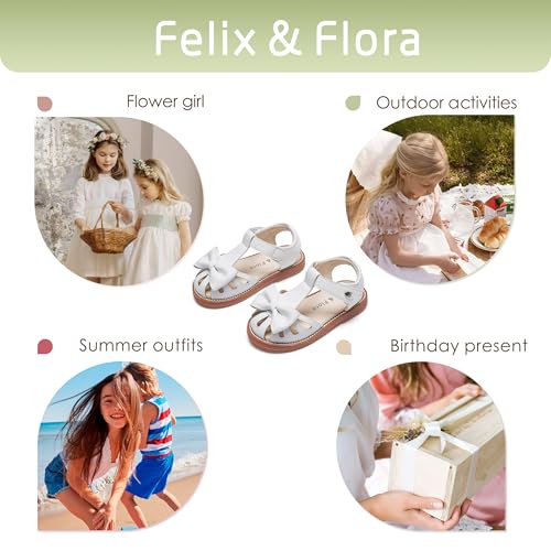 Image of Felix & Flora Toddler Girls Sandals Soft Rubber Princess Flat Shoes Flower Girl Shoes