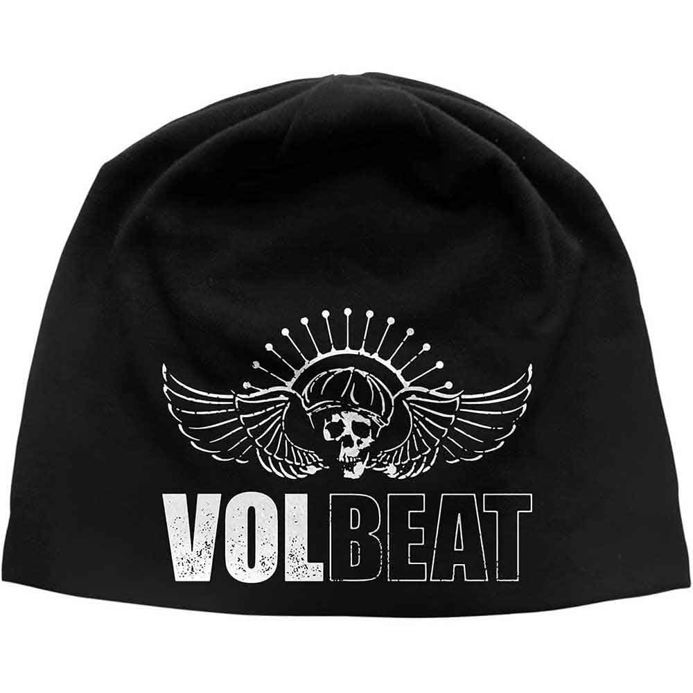 Volbeat Beanie Hat Band Logo Official Black Jersey Print One Size