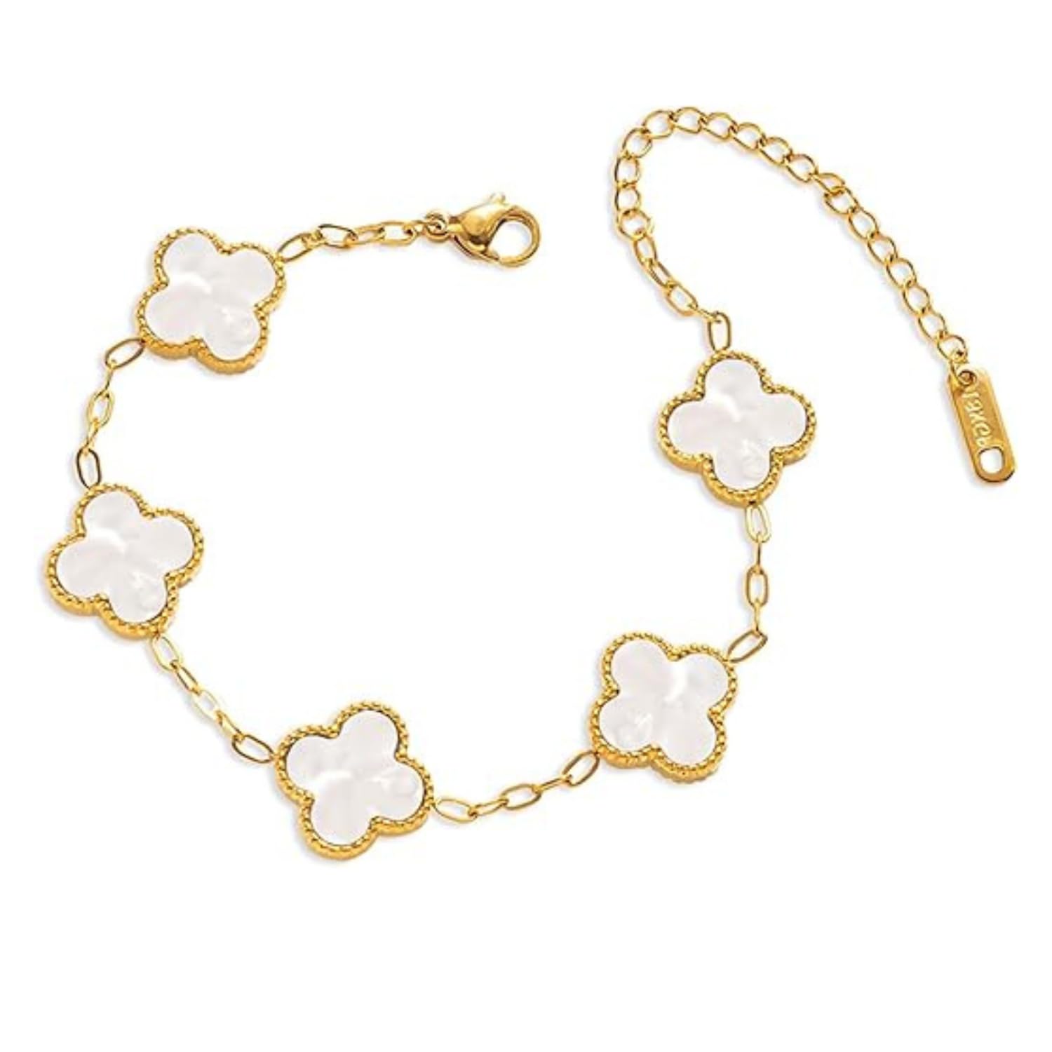 Hey Bae Clover Bracelet for Women & Girls | Wrist Band | Van Cleef | Aesthetic Jewellery Gift for Girlfriend & Wife | Hand Cuff | Fancy & Stylish Birthday Gift | Accessories for Everyday