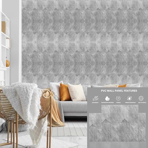 Image of Kayra Decor PVC Panel for Wall Artisian Design White Marble Color 19.7 inch x 19.7 inch (Pack of 40) - Covers 107.80 Sq. Ft.