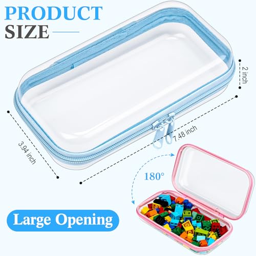 Image of Hoolerry 4 Pcs Hard Clear Zipper Case Makeup Bags Plastic Zipper Pouch Transparent Storage Box Containers for Cosmetics, Snacks, Building Blocks, Puzzles(Clear,7.5 x 3.9 x 2 in,Multicolor)