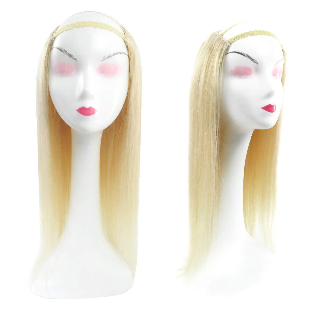 RemeeHi Beauty Straight 5 Clips Hairpieces Hair Extension U Part 3/4 Half Wigs with Adjustable Straps Real Human Hair for Women 26 Inch 8/613# Brown & Blond 240g