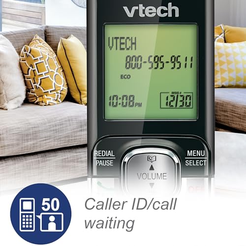 Image of VTech CS6529-5 5-Handset DECT 6.0 Cordless Phone, Silver /Black | Answering System, Caller ID /Call Waiting, Wall-Mountable, LCD Screen, Handset Speakerphone