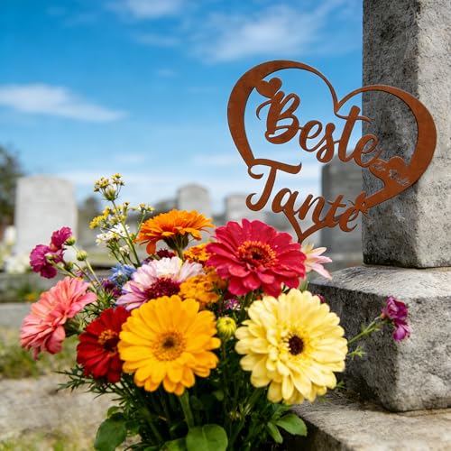 Ljevandria Tante Geschenk Rost Herz Gartenstecker Muttertagsgeschenke Beste Tante der Welt Muttertag Geburtstag Garten Geschenk Rostige Metall Gartendeko Grabschmuck Wetterfes