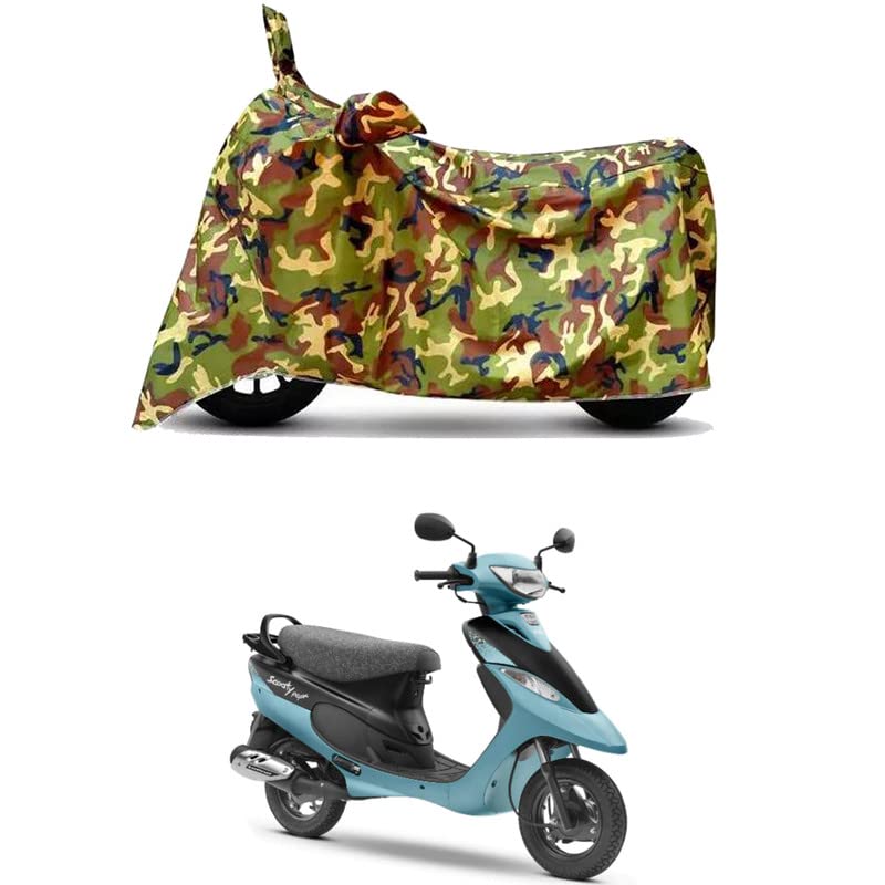 Image of Waterproof 100% PVC Coated Bike Scooty Two Wheeler Body Cover Compatible for TVS Scooty Pep Plus BS6 /UV-Rays /Heat Protection /Birds Dropping /Scratchproof /Dust Proof /All [6X6 Jungle Print]