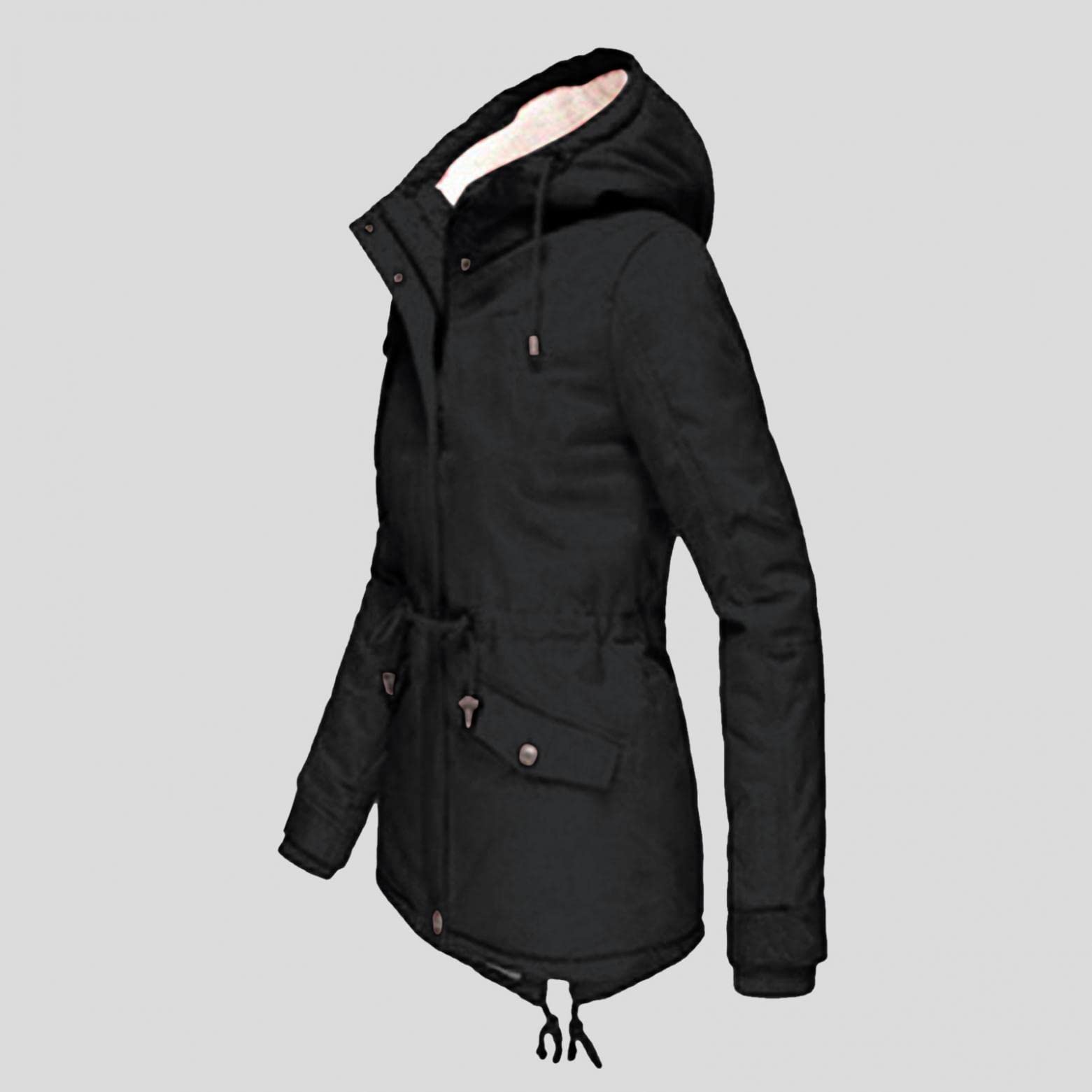 DeaAmyGline Winterjacke Damen Teddyfell Gefütterte Winter Jacke Mantel Parka Warme Wintermantel mit Fellkapuze Dicke Teddyfleece Gefüttert Kapuzenjacke Winterparka Baumwolljacke Daunenjacke