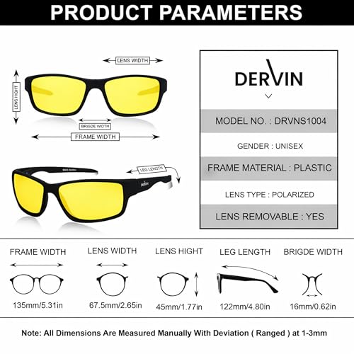 Image of Dervin UV Protected Yellow Lens Driving Polarized Sunglasses for Men & Women