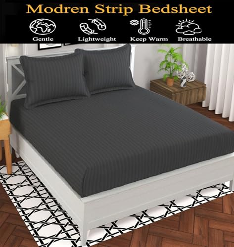 Image of 220 Cotton Feel 1 Double Bedsheet with 2 Pillow Cover (90X90 Inch) Grey