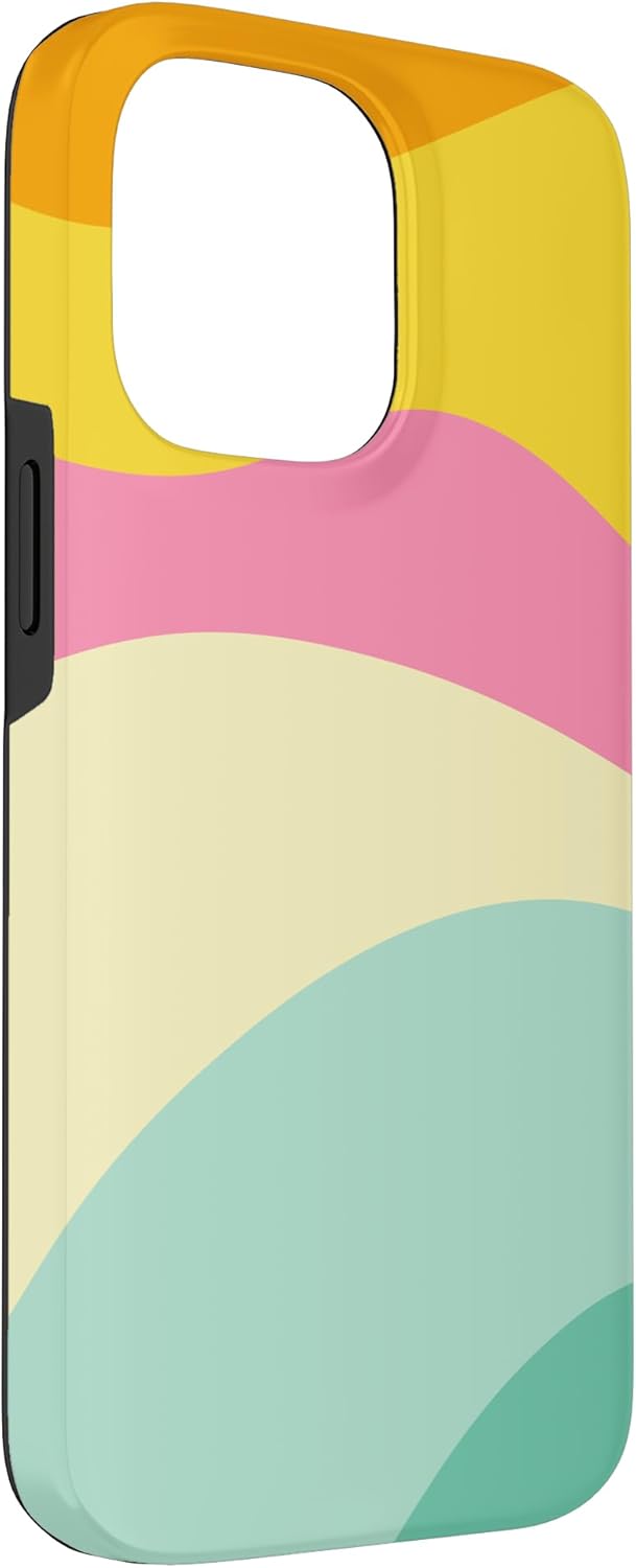 Retro Waves Swirls Pastel Rainbow Wavy Stripes 70s Aesthetic Case for iPhone 14 Pro Max