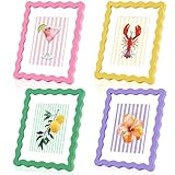 Novabright 4 Set 8x10 Colorful Scalloped Picture Frame Maximalist Decorative Picture Frame with Glass Front Wavy Trim Art Table Wall Hanging Whimsical Home Decor Gift (Spring Color)