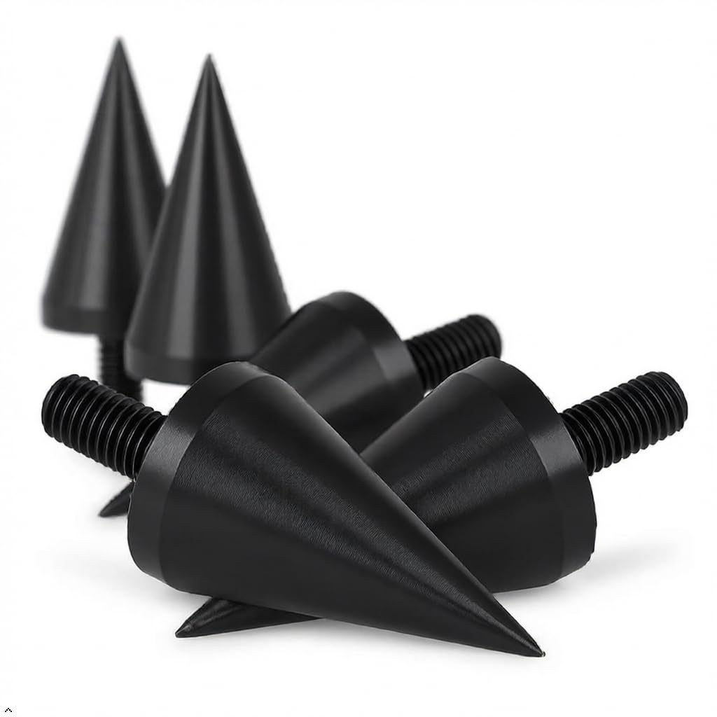 PrecisionGeek Aluminium anodisé Noir M10 Haut-Parleur Pointes de Découplage/Cônes - Lot de 4