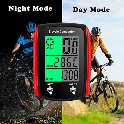 Yapthes Wireless Bike Computer, Waterproof Bicycle Speedometer With Lcd Display, For Indoor/Outdoor Cycling Red Black|Cycling Computers #TOP2
