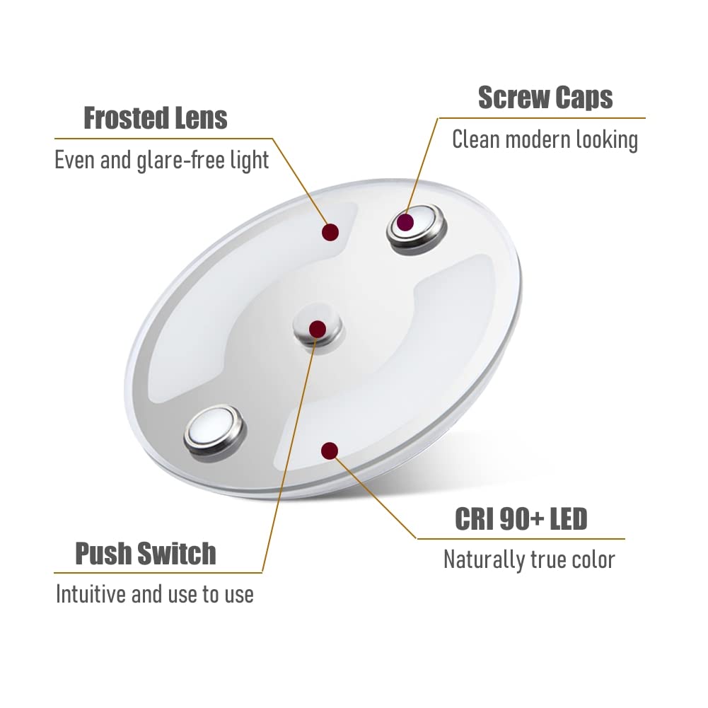 4 x Lampada da Soffitto Camper Auto LED 12V Dimmerabile Plafoniera 75mm 235LM 3000K con Luce Blu, Montaggio Superficiale per Caravan Barca Yacht illuminazione Interna