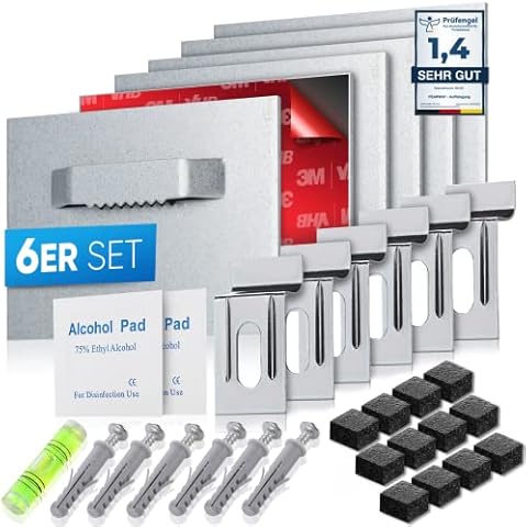 PEARWAY™ - Aufhängung für Acrylglasbilder und Spiegel - [6er Set] - extra starke 3M Klebefläche - bis zu 8kg - Alu Dibond & Acrylglas Aufhängung, Spiegelhalterung Cover