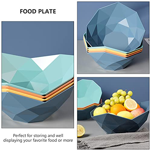 Doitool Fruit Bowl Decorative Irregular Geometric Food Salad Plate Vegetable Snacks Nuts Serving Tray Candy Dessert Display Dish For Kitchen Home Table Party Decor Blue #TOP3