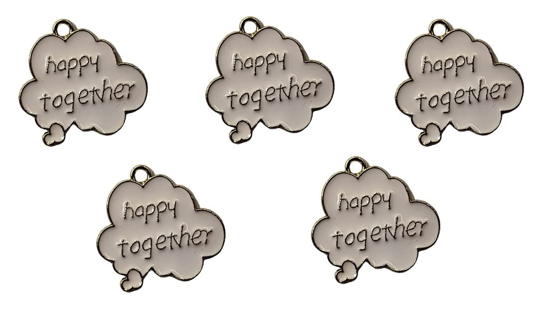5 PCS SKY SHAPE HAPPY TOGETHER PENDANT CHARM FOR KEY CHAIN, EARRING, NECKLACES, BRACELET DIY CRAFTS AND JEWELRY MAKING ACCESSORIES.