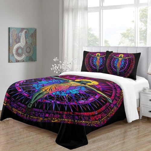 Housse de couette 200x200cm Jésus Doux avec 2 taies d'oreiller pour lit double