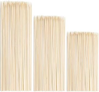 Bamboo Wooden Skewers Pack of 600 - Durable BBQ Sticks in 30cm/25cm/20cm Length 3 mm Diameter for Cocktails,Appetizer,Barbecue, Kebab, Cake Topper, Chocolate Fountain and Fruits (600pcs Large Amount)
