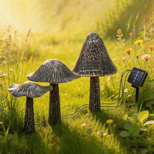Solar Lights Outdoor Decor Solar Metal Mushroom Yard Decorations Outdoor