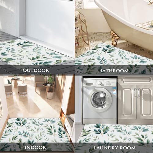 Paillasson lavable en machine 50x80 cm antidérapant motifs feuilles